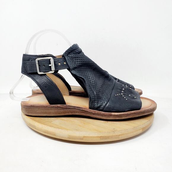 Miz Mooz Sandals Womens 37 Fifi Black Leather Boho Bootie Ankle Strap Shoes - Picture 2 of 11